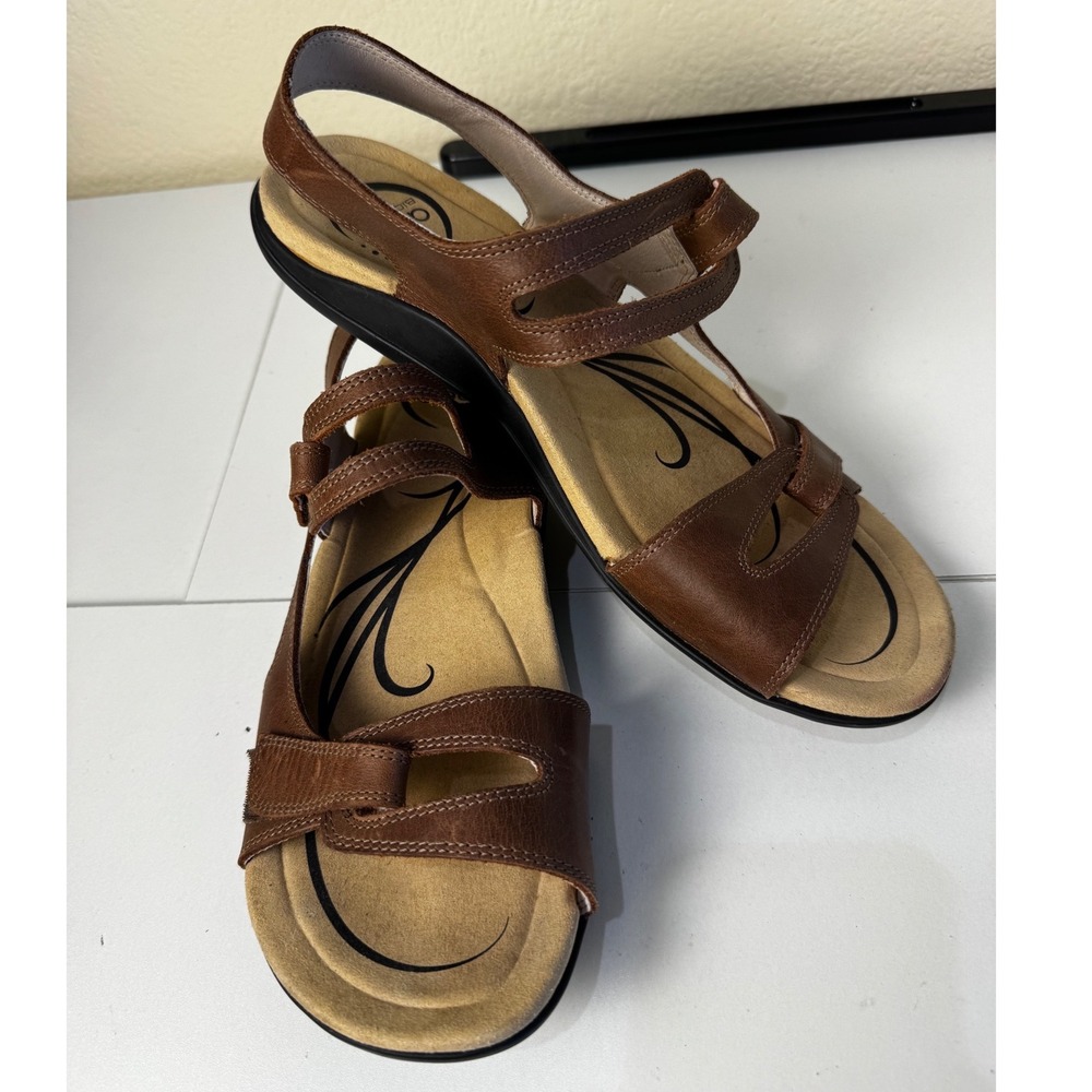 Abeo Crescent BIO System Sandals Womens 12 Brown Leather Comfort Walking Shoes